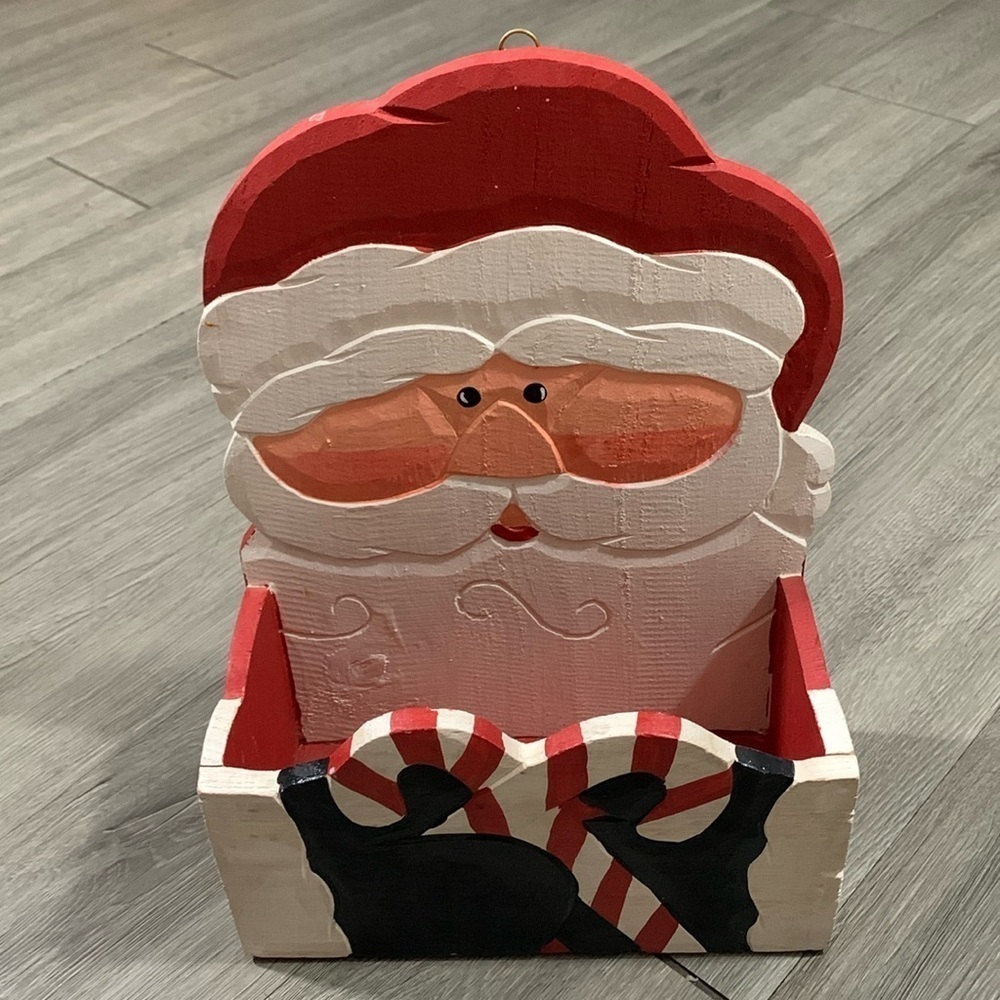 Pier 1 Imports Vintage Painted Santa Shelf/Mailbox Wall Hung Decoration‎ NWT